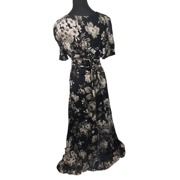Rare Denim & Supply Ralph Lauren Dark Floral Puff Sleeve Wrap Dress ASO Sz XL - Picture 8 of 11